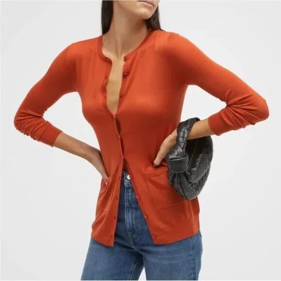 Toteme Sweaters Toteme Fine Knit Cardigan In Bloody Mary Size